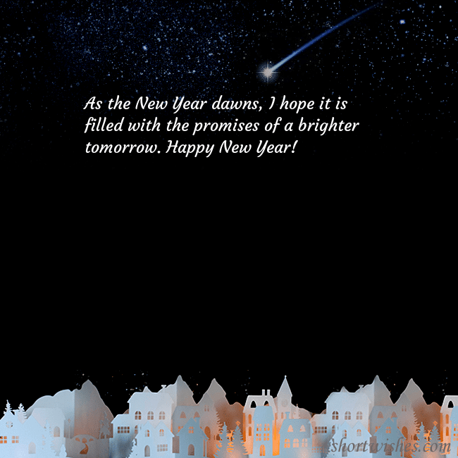 New year ecard with the night in the small town