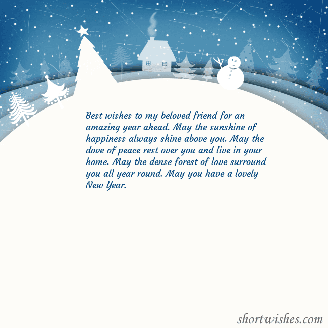 Christmas card with a snowy village