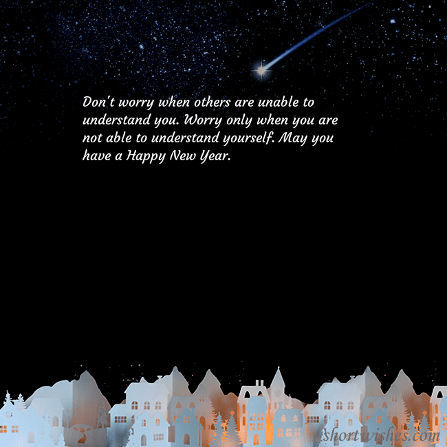 New year ecard with the night in the small town