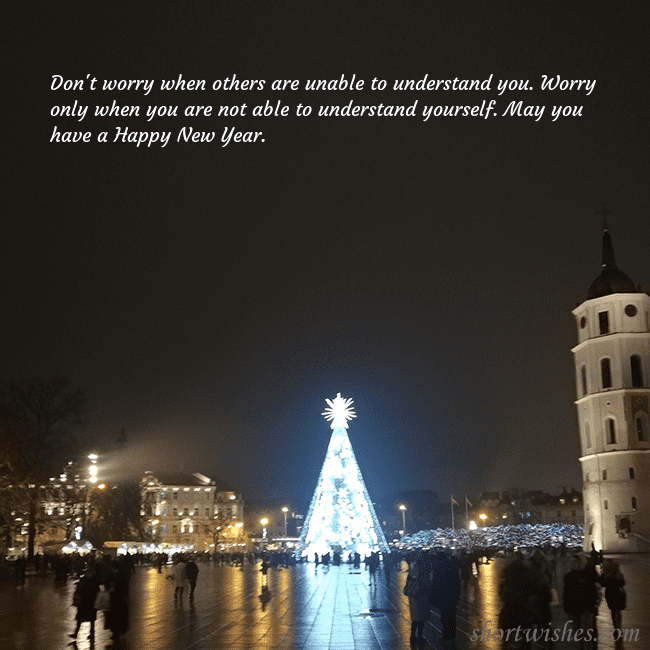 Postcard with a Christmas tree near the cathedral