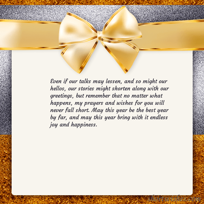 E-card with a gold shimmering ribbon