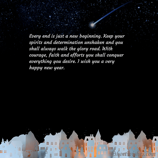 New year ecard with the night in the small town