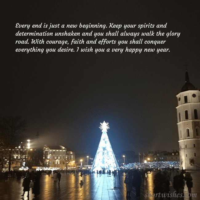 Postcard with a Christmas tree near the cathedral