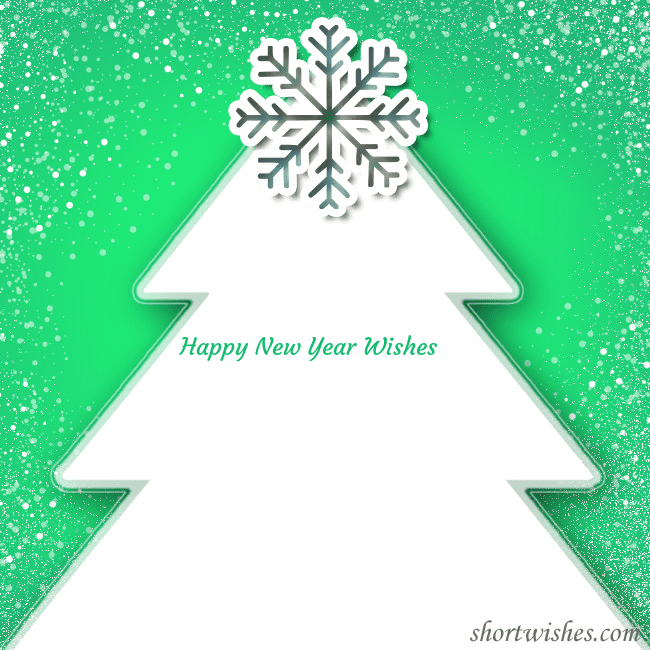 Green postcard with a Christmas tree