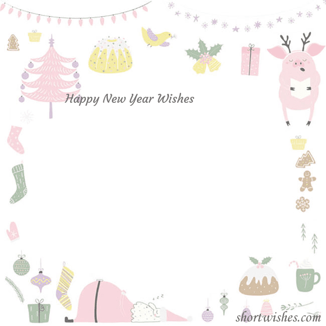 New Year's card with a singing pig