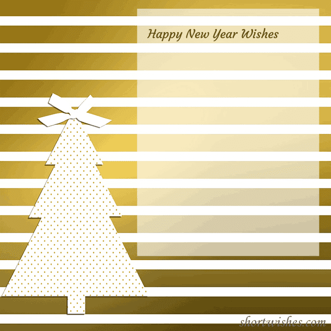 Gold sparkling postcard with a Christmas tree