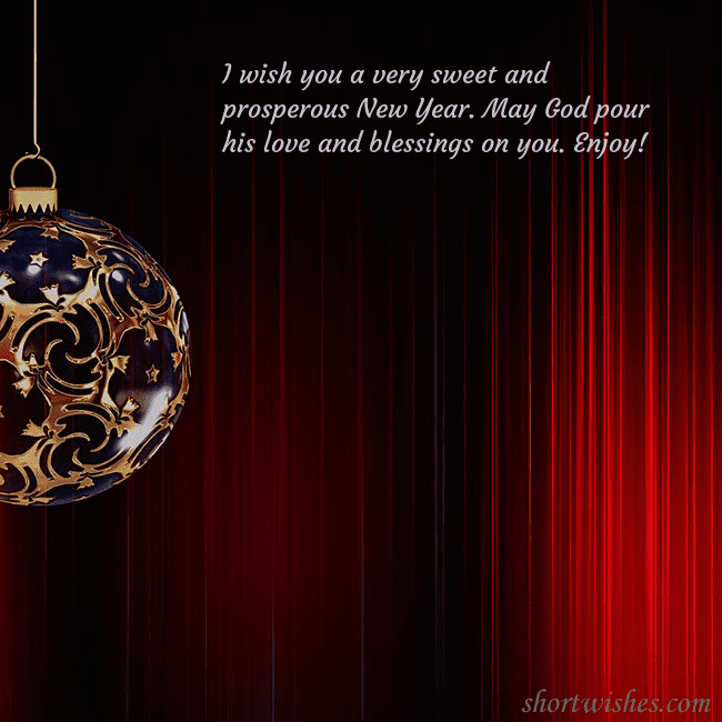 Red postcard with a luxurious Christmas tree decoration