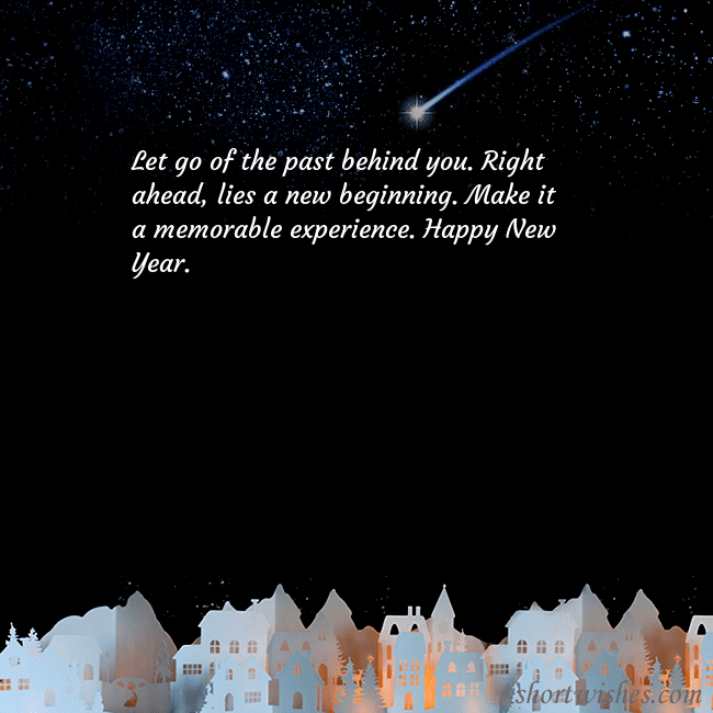 New year ecard with the night in the small town