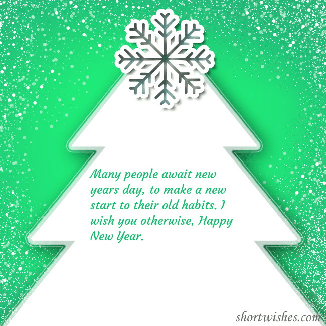 Green postcard with a Christmas tree