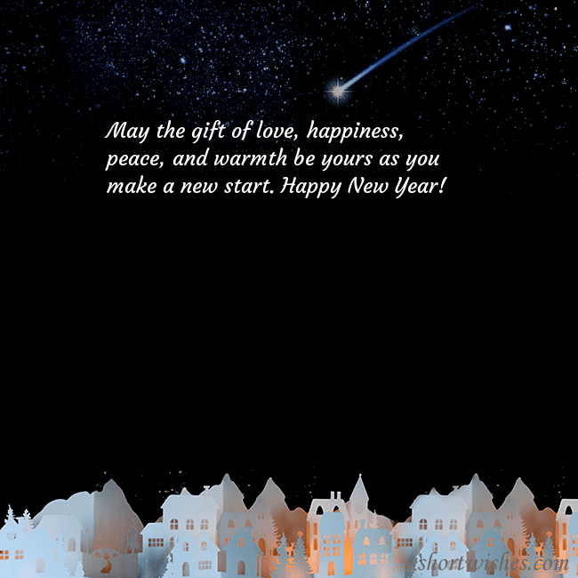 New year ecard with the night in the small town