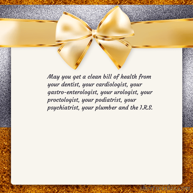 E-card with a gold shimmering ribbon