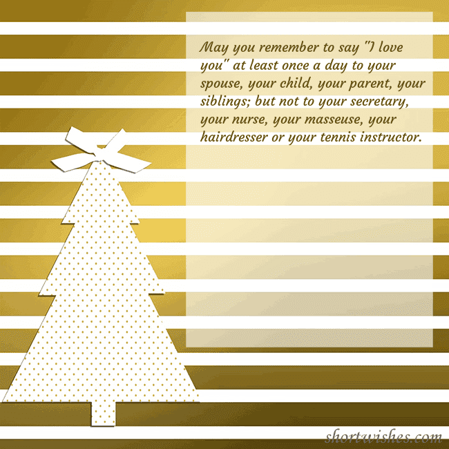 Gold sparkling postcard with a Christmas tree