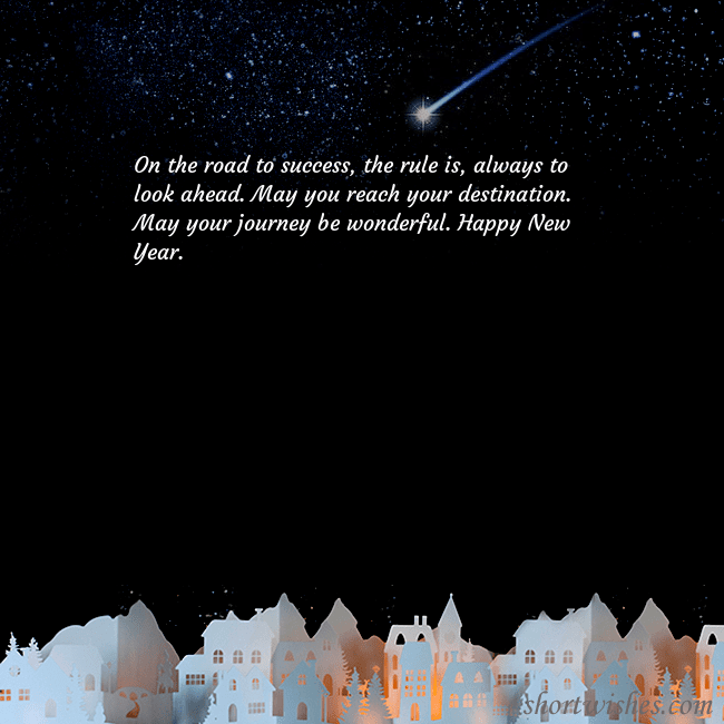 New year ecard with the night in the small town