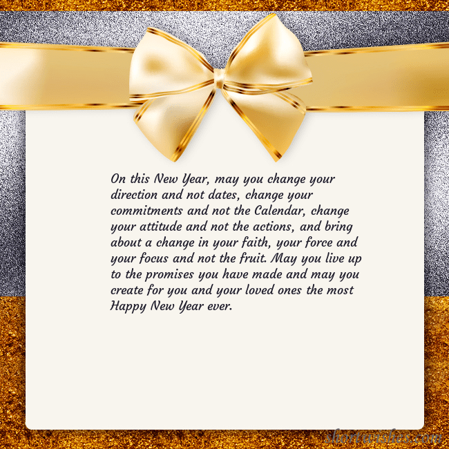 E-card with a gold shimmering ribbon