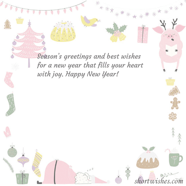 New Year's card with a singing pig