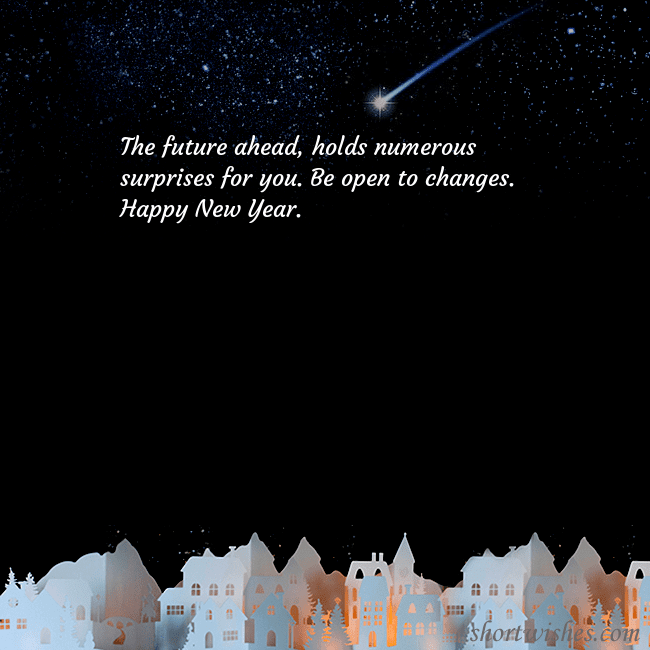 New year ecard with the night in the small town