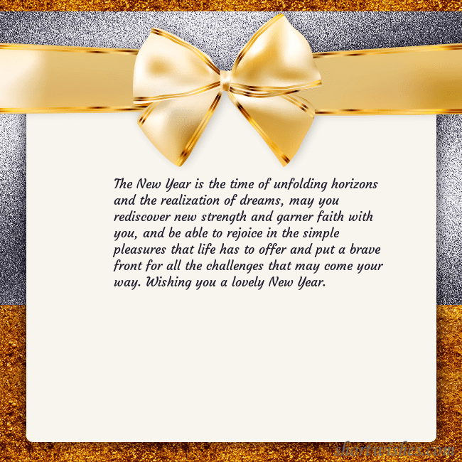 E-card with a gold shimmering ribbon