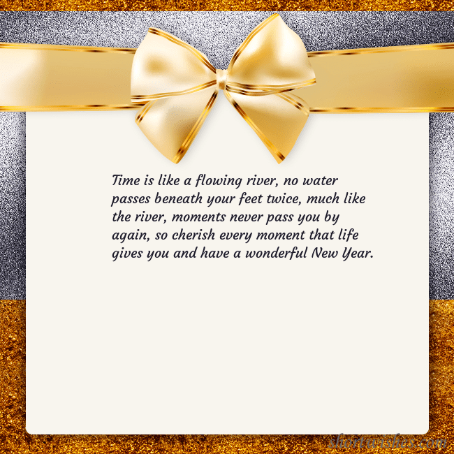 E-card with a gold shimmering ribbon