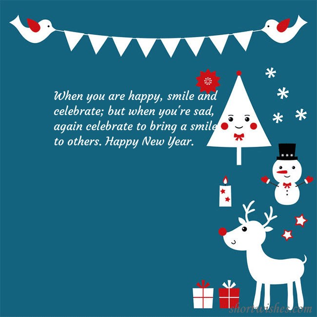 New Year's e-card with a deer and a reindeer