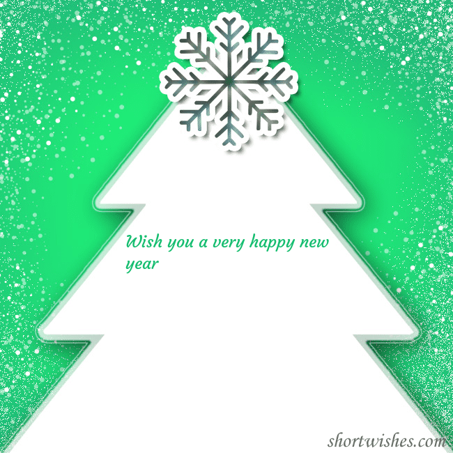 Green postcard with a Christmas tree