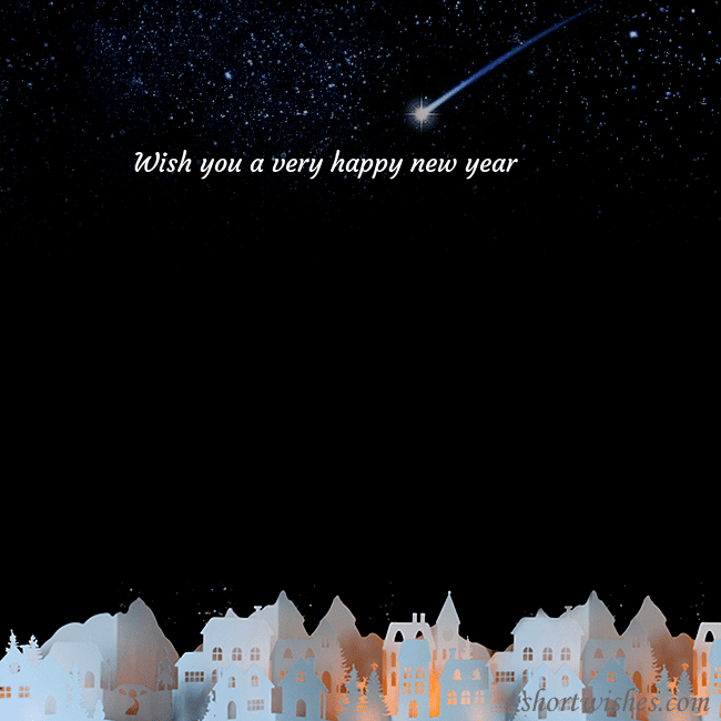 New year ecard with the night in the small town