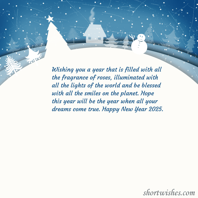 Christmas card with a snowy village
