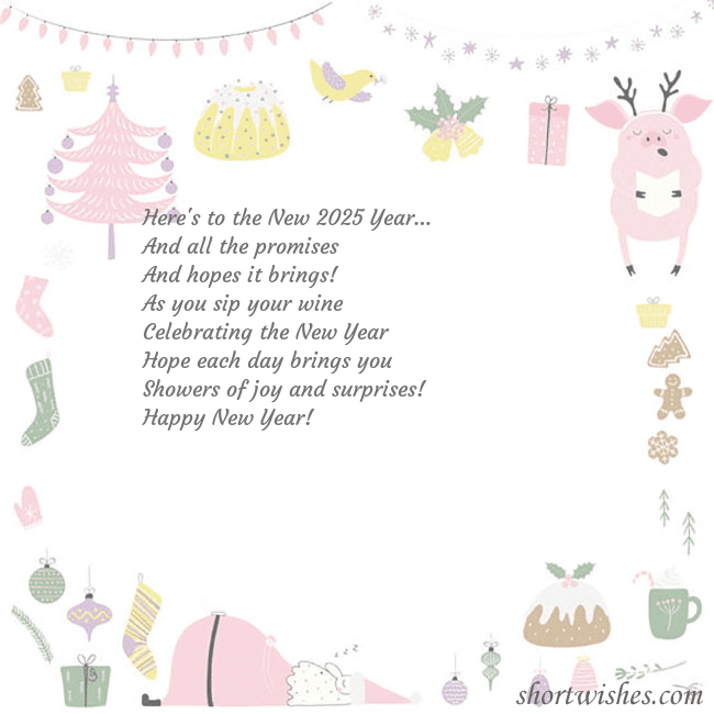 New Year's card with a singing pig