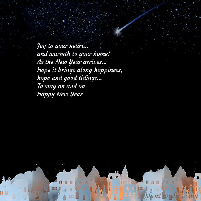 New year ecard with the night in the small town