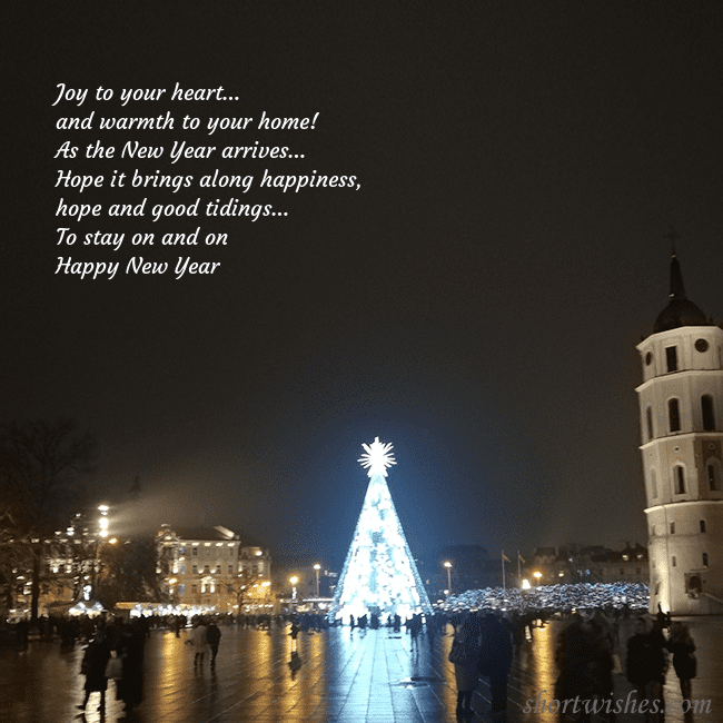 Postcard with a Christmas tree near the cathedral