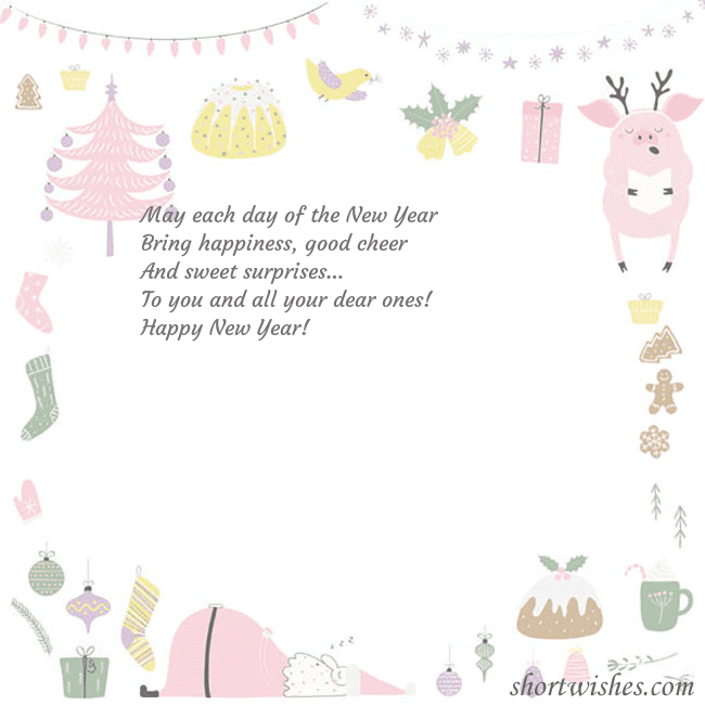 New Year's card with a singing pig