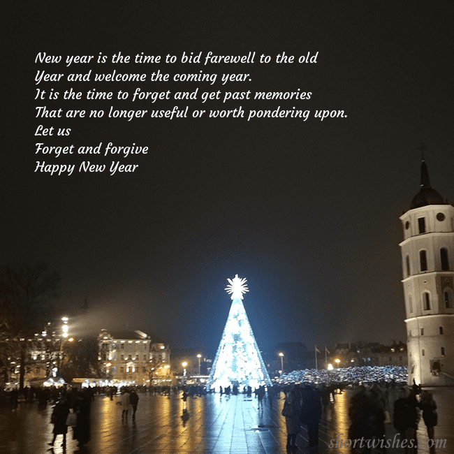 Postcard with a Christmas tree near the cathedral