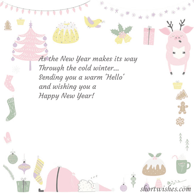 New Year's card with a singing pig