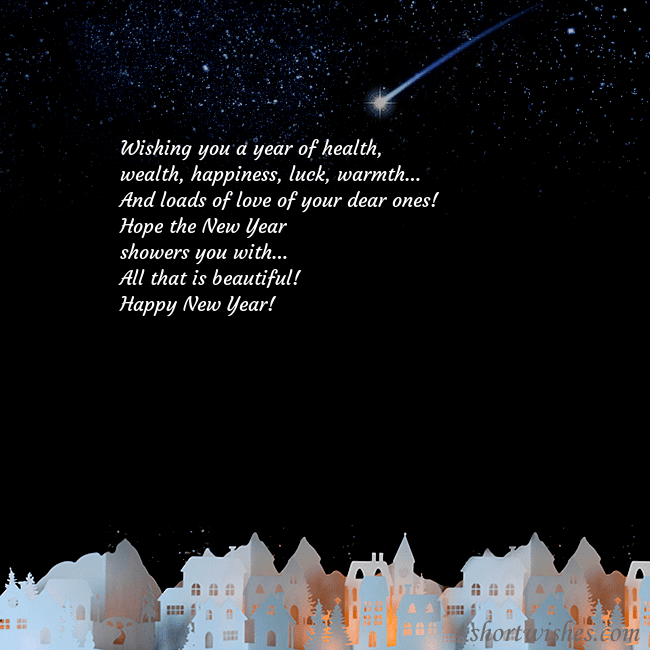 New year ecard with the night in the small town