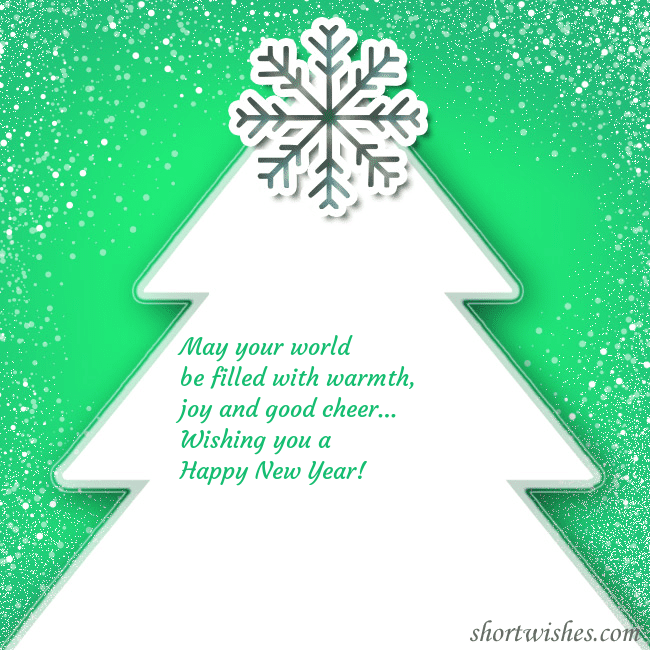 Green postcard with a Christmas tree