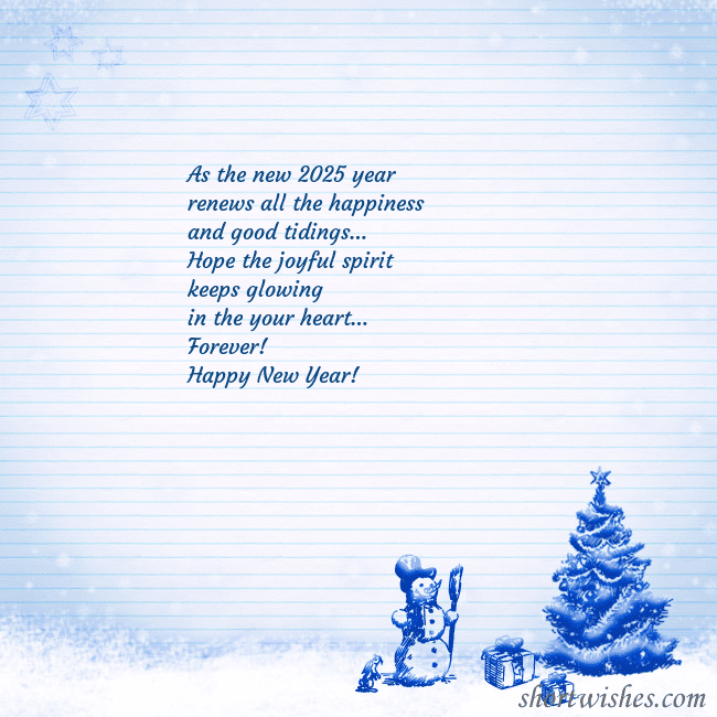 Postcard with a snowman and a Christmas tree
