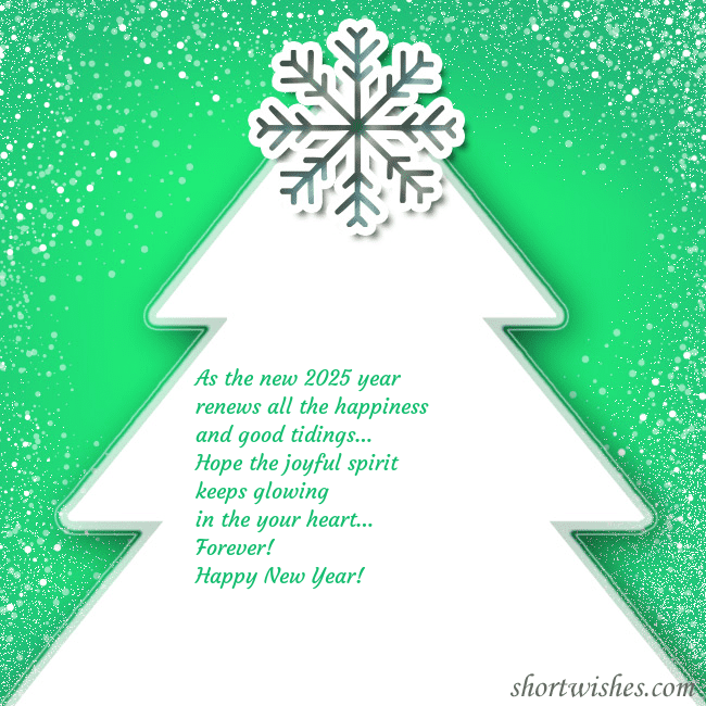 Green postcard with a Christmas tree