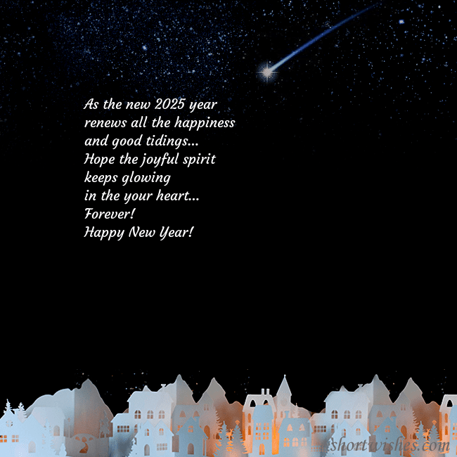 New year ecard with the night in the small town