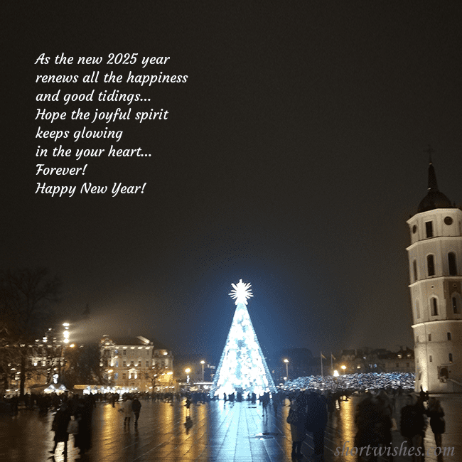 Postcard with a Christmas tree near the cathedral