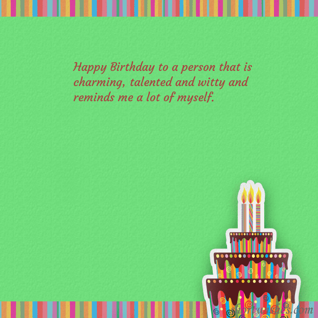 Green ecard with a birthday cake