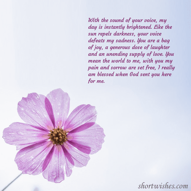 Electronic card with a purple flower