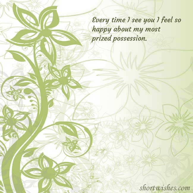 E-card with green painted flowers