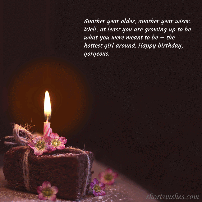 Animated greeting card - a cake with a burning candle