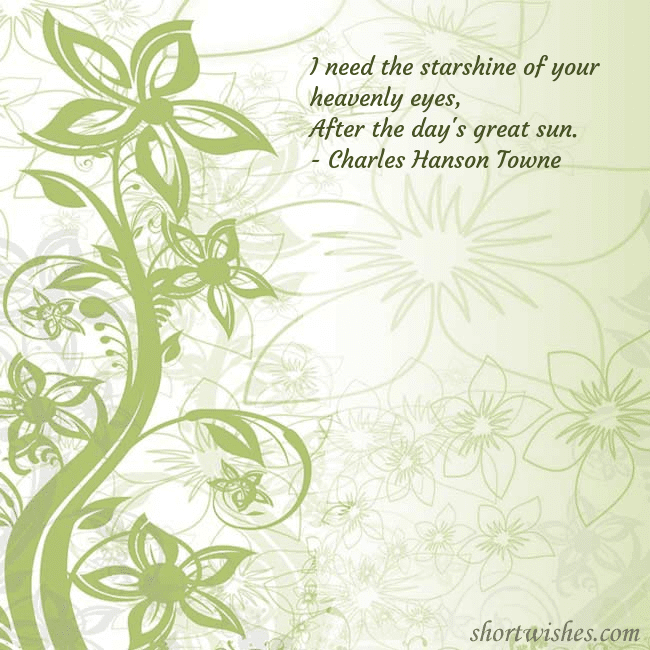 E-card with green painted flowers