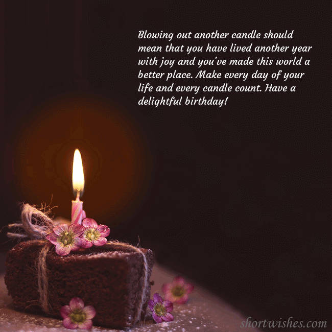 Animated greeting card - a cake with a burning candle