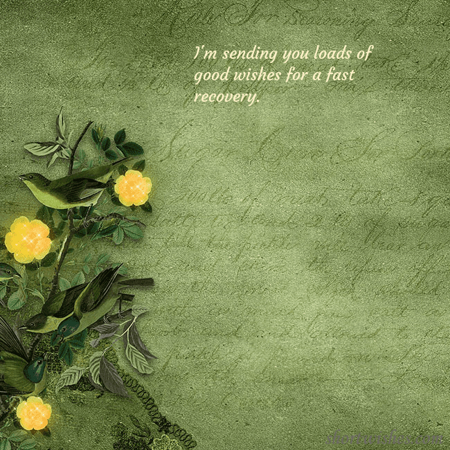 Green postcard with yellow flowers