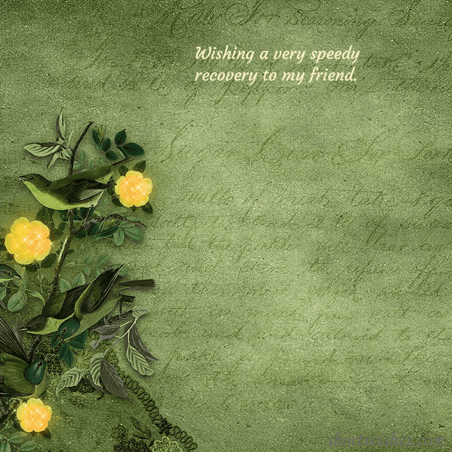 Green postcard with yellow flowers