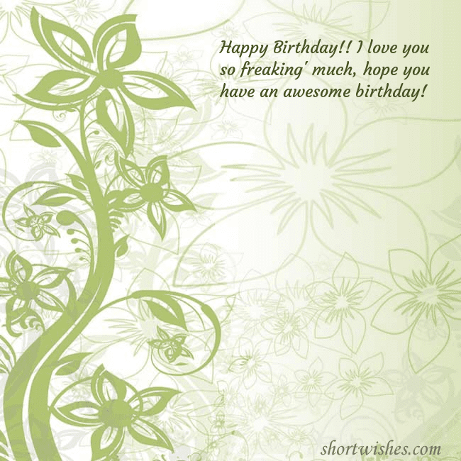 E-card with green painted flowers