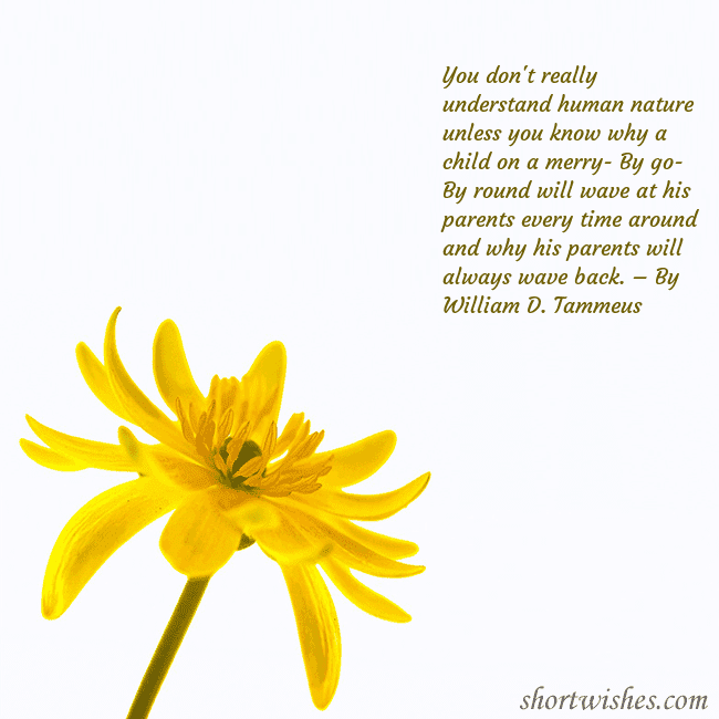 Postcard with a yellow flower You don't really understand human nature unless yo Postcard with a yellow flower