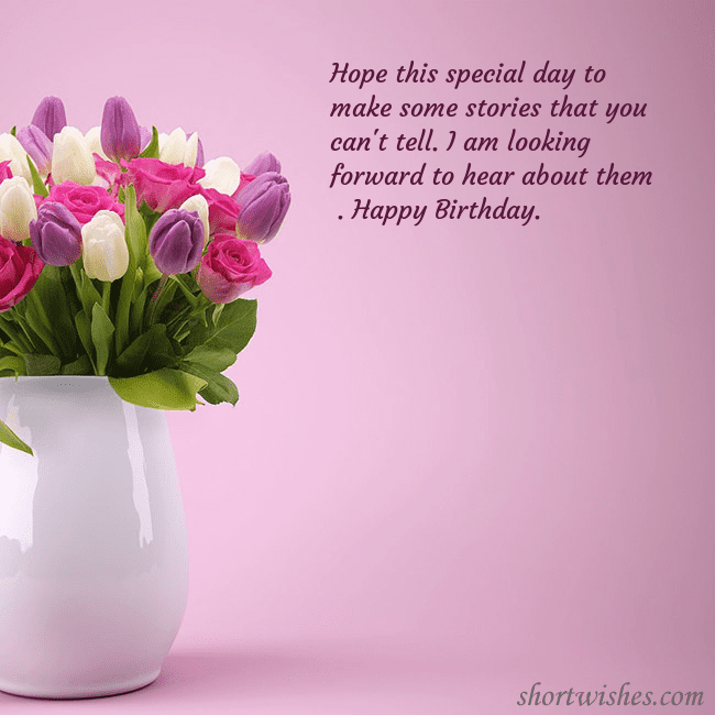 Birthday ecard with tulips in a vase