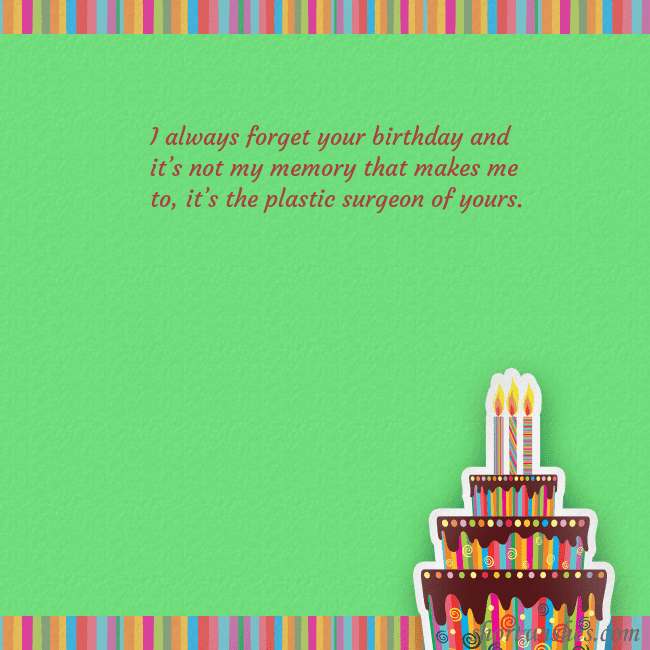 Green ecard with a birthday cake